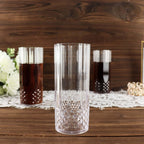 6 - Pack Plastic Cocktail Tumblers Clear Transparent Crystal Cut Style - Shatterproof Highball Glasses 14oz - Bell Racket Store