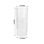 6 - Pack Plastic Cocktail Tumblers Clear Transparent Crystal Cut Style - Shatterproof Highball Glasses 14oz - Bell Racket Store