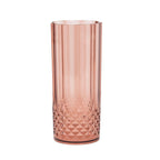 6 - Pack Plastic Cocktail Tumblers Dusty Rose Transparent Crystal Cut Style - Shatterproof Highball Glasses 14oz - Bell Racket Store