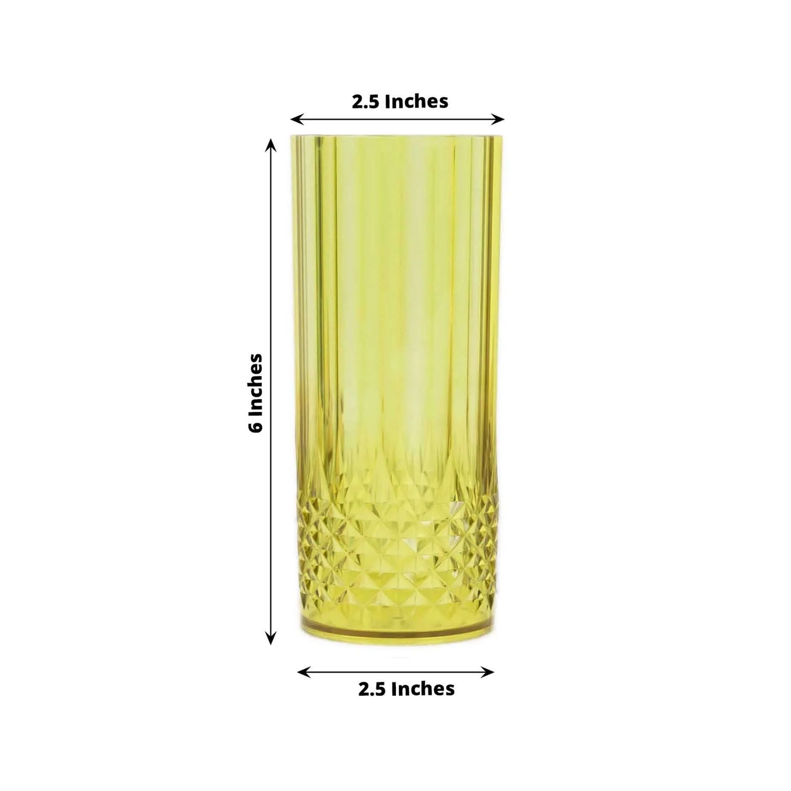 6 - Pack Plastic Cocktail Tumblers Green Transparent Crystal Cut Style - Shatterproof Highball Glasses 14oz - Bell Racket Store