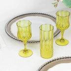 6 - Pack Plastic Cocktail Tumblers Green Transparent Crystal Cut Style - Shatterproof Highball Glasses 14oz - Bell Racket Store