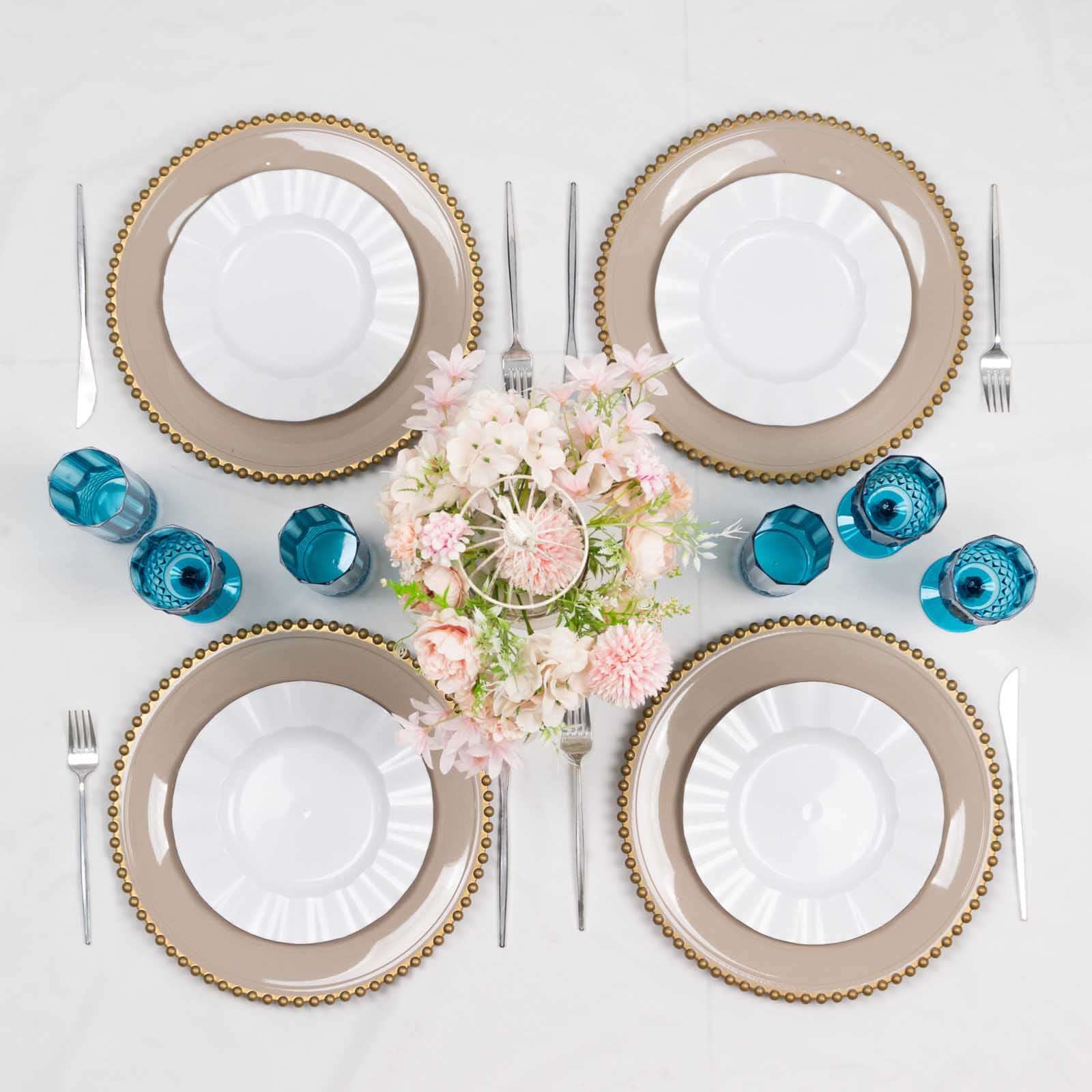 6 - Pack Plastic Cocktail Tumblers Ocean Blue Transparent Crystal Cut Style - Shatterproof Highball Glasses 14oz - Bell Racket Store