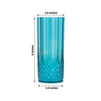 6 - Pack Plastic Cocktail Tumblers Ocean Blue Transparent Crystal Cut Style - Shatterproof Highball Glasses 14oz - Bell Racket Store