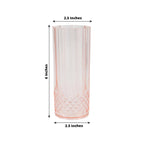 6 - Pack Plastic Cocktail Tumblers Transparent Blush Crystal Cut Style - Shatterproof Highball Glasses 14oz - Bell Racket Store