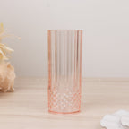 6 - Pack Plastic Cocktail Tumblers Transparent Blush Crystal Cut Style - Shatterproof Highball Glasses 14oz - Bell Racket Store