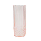 6 - Pack Plastic Cocktail Tumblers Transparent Blush Crystal Cut Style - Shatterproof Highball Glasses 14oz - Bell Racket Store