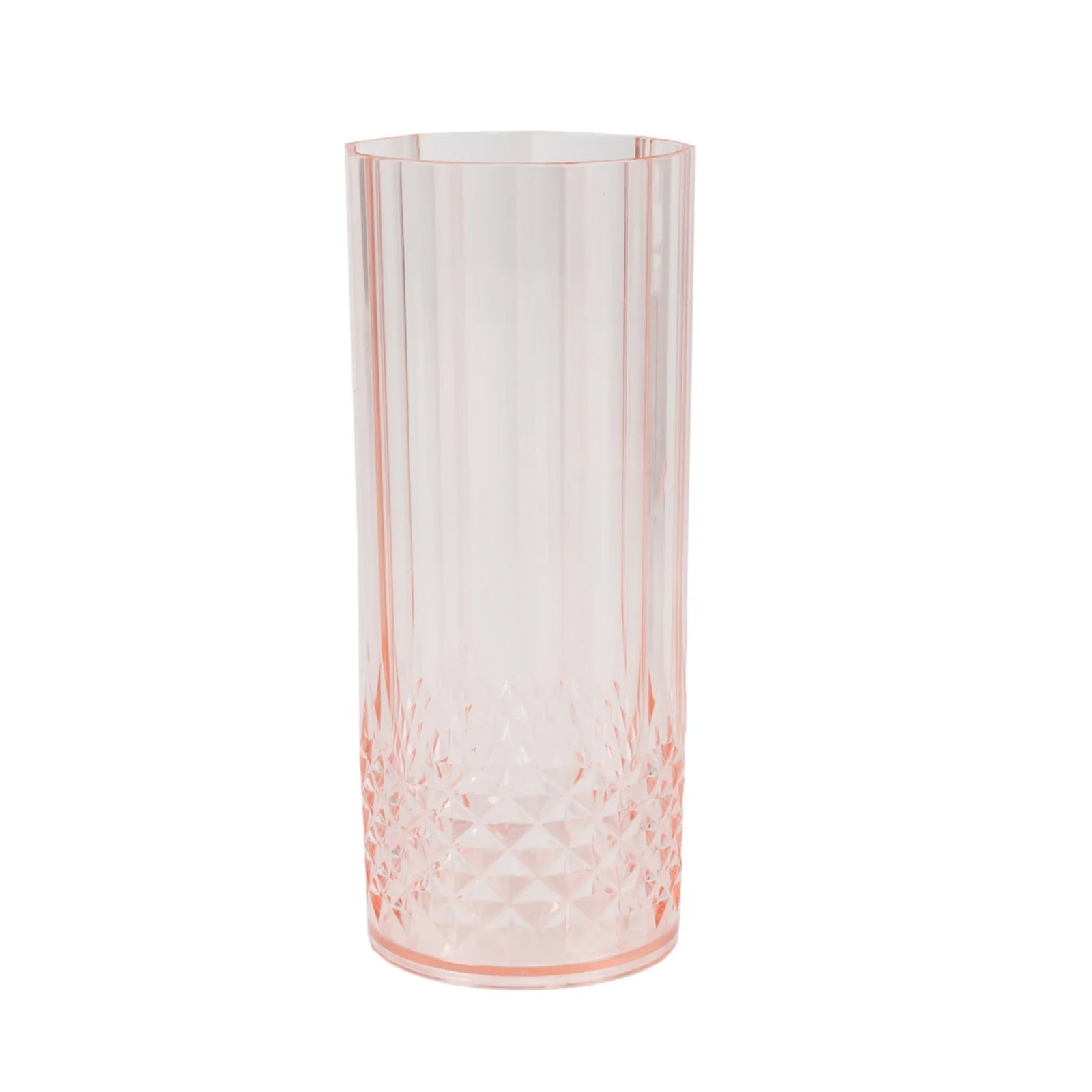 6 - Pack Plastic Cocktail Tumblers Transparent Blush Crystal Cut Style - Shatterproof Highball Glasses 14oz - Bell Racket Store
