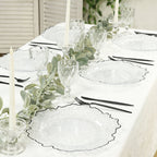 6 - Pack Plastic Round Charger Plates 13" in Clear Reef Design with Black Rim, Decorative Dinner Party Serving Plates - Bell Racket Store