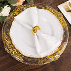 6 - Pack Plastic Round Charger Plates 13" in Clear with Gold Florentine Embossed Rim, Exquisite Dinner Serving Plates - Bell Racket Store