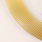 6 - Pack Plastic Round Charger Plates 13" in Clear with Gold Lined Ring Rim, Classy Dinner Serving Plates - Bell Racket Store