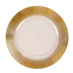 6 - Pack Plastic Round Charger Plates 13" in Clear with Gold Lined Ring Rim, Classy Dinner Serving Plates - Bell Racket Store
