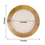 6 - Pack Plastic Round Charger Plates 13" in Clear with Gold Lined Ring Rim, Classy Dinner Serving Plates - Bell Racket Store