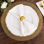 6 - Pack Plastic Round Charger Plates 13" in Clear with Gold Pearl Beaded Rim, Upscale Dinner Serving Plates - Bell Racket Store
