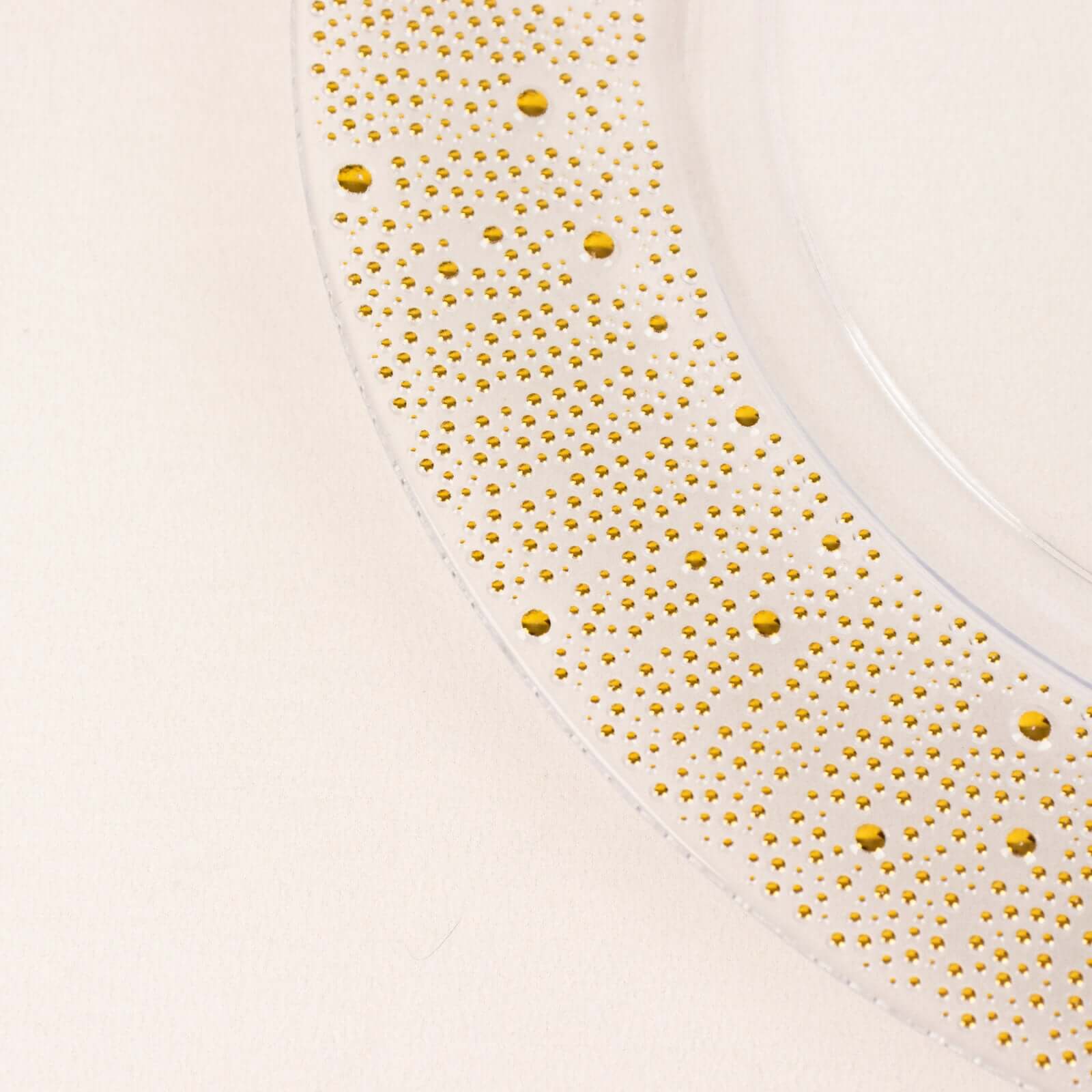 6 - Pack Plastic Round Charger Plates 13" in Clear with Gold Pearl Beaded Rim, Upscale Dinner Serving Plates - Bell Racket Store