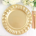 6-Pack Plastic Round Charger Plates 13" in Gold with Bejeweled Rim, Luxe Decorative Dinner Party Charger Tableware