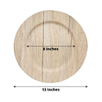 6 - Pack Plastic Round Charger Plates 13" in Natural with Faux Wood Finish, Rustic Boho Chic Dinner Party Charger Tableware - Bell Racket Store