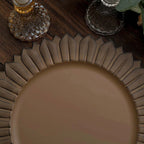 6 - Pack Plastic Round Charger Plates 13" in Natural with Sunflower Rim, Matte Finish Disposable Dinner Charger Tableware - Bell Racket Store