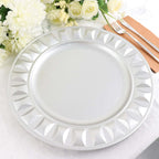 6-Pack Plastic Round Charger Plates 13" in Silver with Bejeweled Rim, Luxe Decorative Dinner Party Charger Tableware
