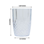 6 - Pack Plastic Short Tumblers Clear Crystal Cut Style - Reusable All - Purpose Glasses 16oz - Bell Racket Store
