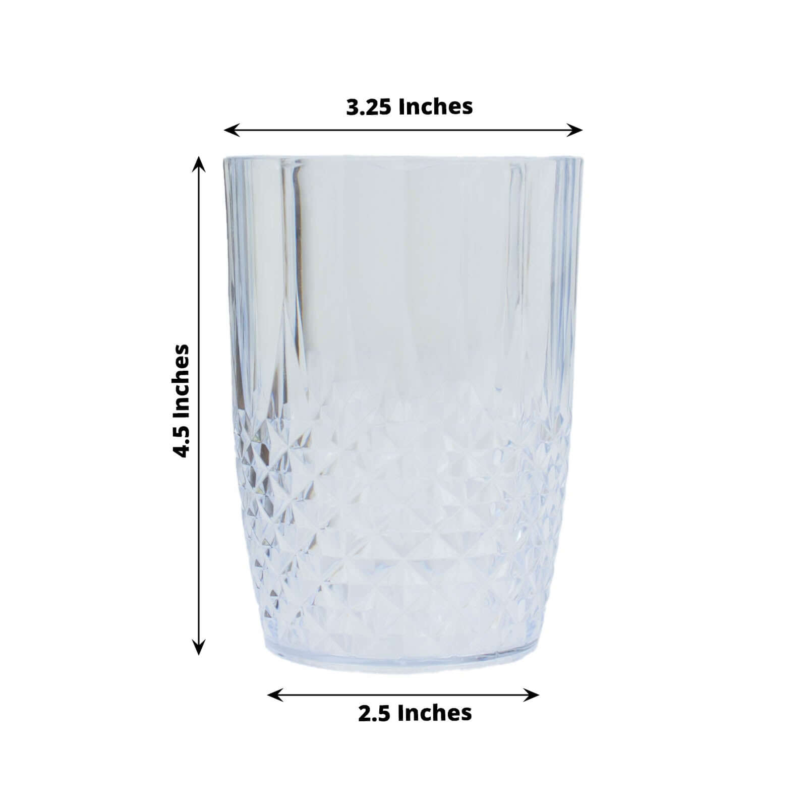 6 - Pack Plastic Short Tumblers Clear Crystal Cut Style - Reusable All - Purpose Glasses 16oz - Bell Racket Store
