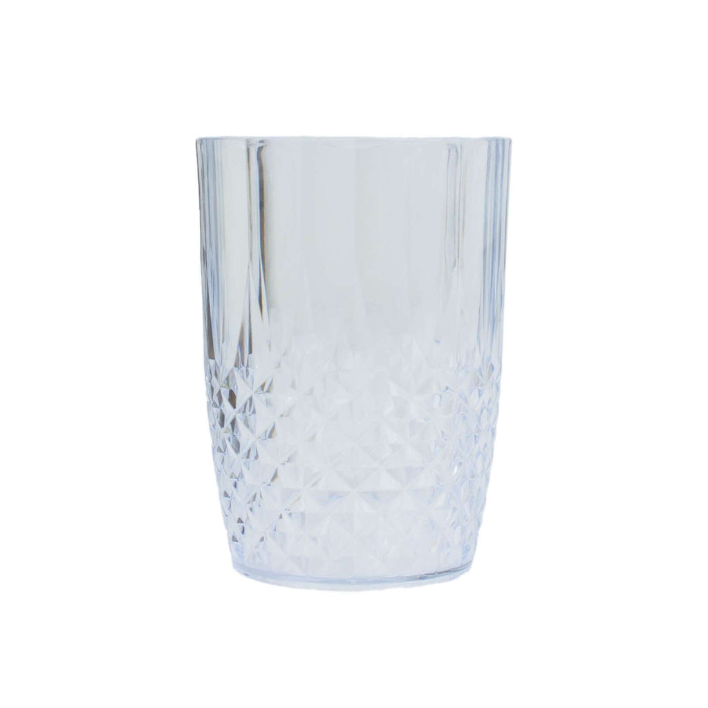 6 - Pack Plastic Short Tumblers Clear Crystal Cut Style - Reusable All - Purpose Glasses 16oz - Bell Racket Store