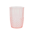 6 - Pack Plastic Short Tumblers Transparent Blush Crystal Cut Style - Reusable All - Purpose Glasses 16oz - Bell Racket Store