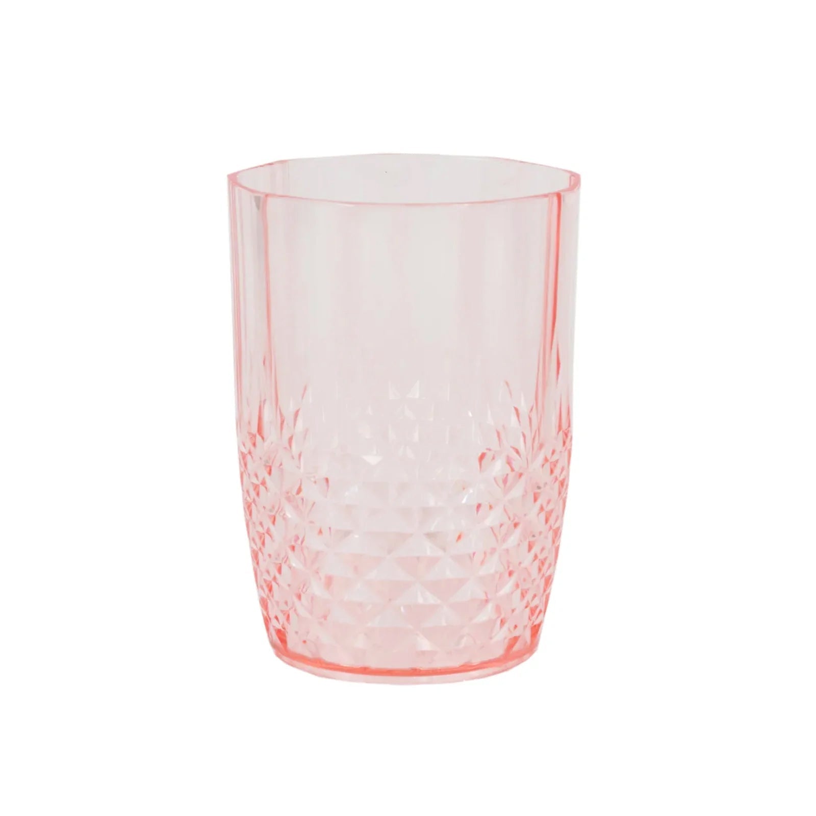 6 - Pack Plastic Short Tumblers Transparent Blush Crystal Cut Style - Reusable All - Purpose Glasses 16oz - Bell Racket Store