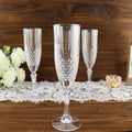 6 - Pack Plastic Wedding Toast Flutes Clear Transparent Crystal Cut Style - Reusable Champagne Glasses 8oz - Bell Racket Store