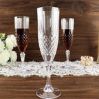6 - Pack Plastic Wedding Toast Flutes Clear Transparent Crystal Cut Style - Reusable Champagne Glasses 8oz - Bell Racket Store