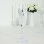 6 - Pack Plastic Wedding Toast Flutes Clear Transparent Crystal Cut Style - Reusable Champagne Glasses 8oz - Bell Racket Store
