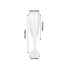 6 - Pack Plastic Wedding Toast Flutes Clear Transparent Crystal Cut Style - Reusable Champagne Glasses 8oz - Bell Racket Store