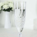 6 - Pack Plastic Wedding Toast Flutes Clear Transparent Crystal Cut Style - Reusable Champagne Glasses 8oz - Bell Racket Store
