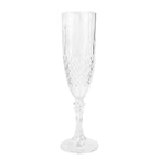 6 - Pack Plastic Wedding Toast Flutes Clear Transparent Crystal Cut Style - Reusable Champagne Glasses 8oz - Bell Racket Store