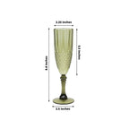 6 - Pack Plastic Wedding Toast Flutes Dusty Sage Green Transparent Crystal Cut Style - Reusable Champagne Glasses 8oz - Bell Racket Store