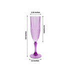 6 - Pack Plastic Wedding Toast Flutes Purple Transparent Crystal Cut Style - Reusable Champagne Glasses 8oz - Bell Racket Store