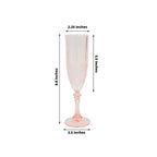 6 - Pack Plastic Wedding Toast Flutes Transparent Blush Crystal Cut Style - Reusable Champagne Glasses 8oz - Bell Racket Store
