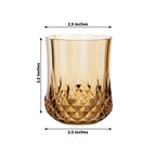 6 - Pack Plastic Whiskey Cups Amber Gold Crystal Cut Style - Reusable Stemless Wine Glasses 8oz - Bell Racket Store
