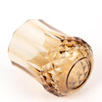 6 - Pack Plastic Whiskey Cups Amber Gold Crystal Cut Style - Reusable Stemless Wine Glasses 8oz - Bell Racket Store