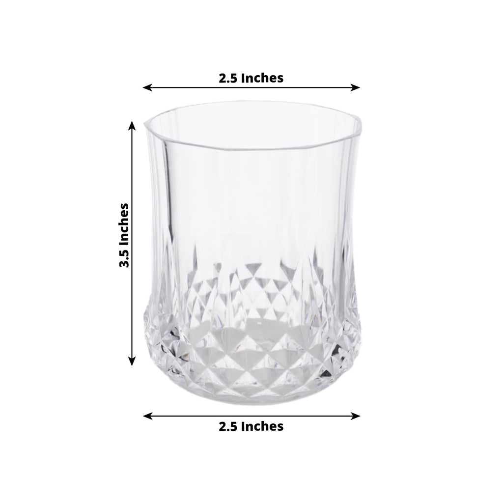 6 - Pack Plastic Whiskey Cups Clear Crystal Cut Style - Reusable Stemless Wine Glasses 8oz - Bell Racket Store