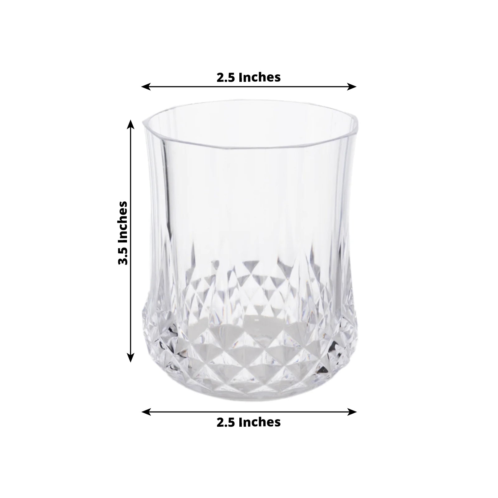 6 - Pack Plastic Whiskey Cups Clear Crystal Cut Style - Reusable Stemless Wine Glasses 8oz - Bell Racket Store
