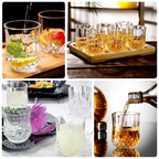 6 - Pack Plastic Whiskey Cups Clear Crystal Cut Style - Reusable Stemless Wine Glasses 8oz - Bell Racket Store