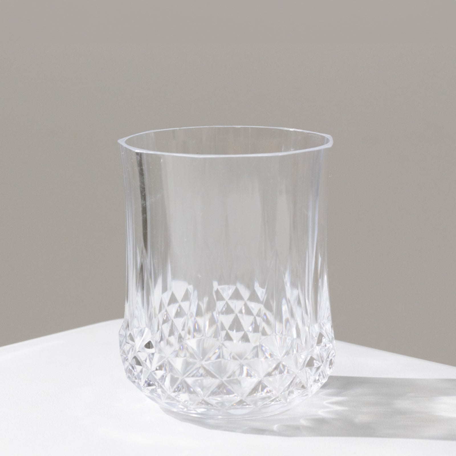 6 - Pack Plastic Whiskey Cups Clear Crystal Cut Style - Reusable Stemless Wine Glasses 8oz - Bell Racket Store