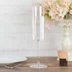 6 - Pack Plastic Wine Mimosa Goblets Clear Cylindrical Shape - Reusable Champagne Flute Glasses 9.5" Tall 6oz - Bell Racket Store