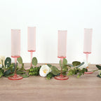 6 - Pack Plastic Wine Mimosa Goblets Transparent Blush Cylindrical Shape - Reusable Champagne Flute Glasses 9.5" Tall 6oz - Bell Racket Store