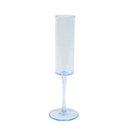 6 - Pack Plastic Wine Mimosa Goblets Transparent Dusty Blue Cylindrical Shape - Reusable Champagne Flute Glasses 9.5" Tall 6oz - Bell Racket Store