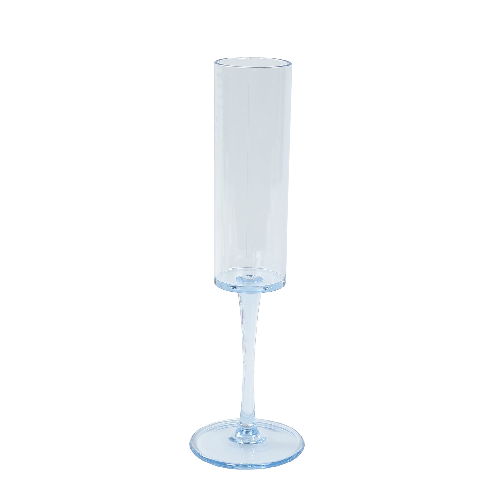 6 - Pack Plastic Wine Mimosa Goblets Transparent Dusty Blue Cylindrical Shape - Reusable Champagne Flute Glasses 9.5" Tall 6oz - Bell Racket Store