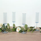 6 - Pack Plastic Wine Mimosa Goblets Transparent Dusty Blue Cylindrical Shape - Reusable Champagne Flute Glasses 9.5" Tall 6oz - Bell Racket Store