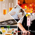 6 - Pack Plastic Wine Mimosa Goblets Transparent Dusty Blue Cylindrical Shape - Reusable Champagne Flute Glasses 9.5" Tall 6oz - Bell Racket Store