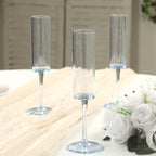 6 - Pack Plastic Wine Mimosa Goblets Transparent Dusty Blue Cylindrical Shape - Reusable Champagne Flute Glasses 9.5" Tall 6oz - Bell Racket Store