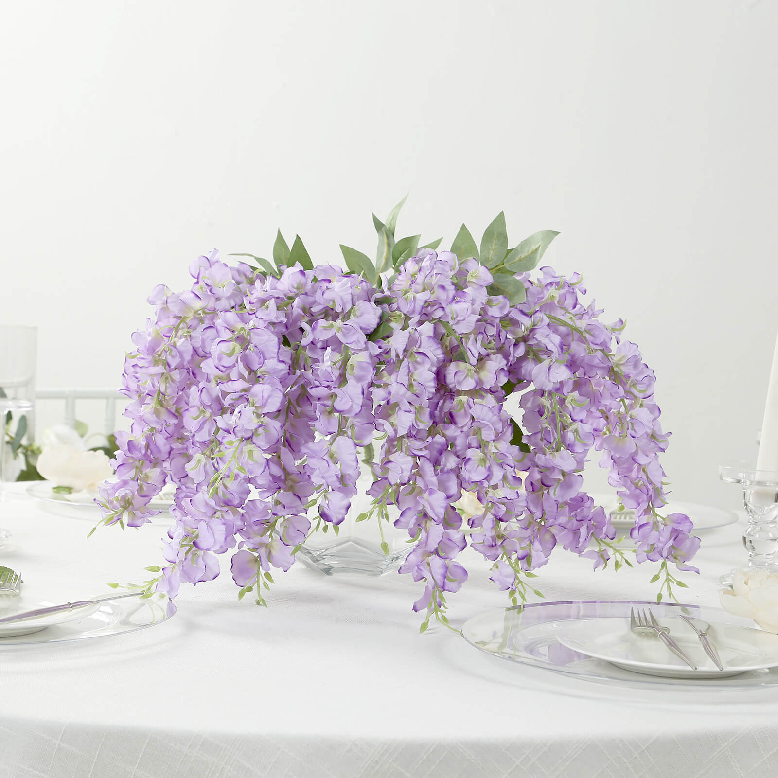 6 Pack Purple Silk Wisteria Vines Hanging Plants, Long Artificial Flowers Bushes - 4 Full Strands in 1 Bush - 21" - Bell Racket Store